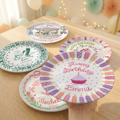 Pink Purple Candle Girl Birthday Keepsake Personalized Birthday Plate P814VDY0
