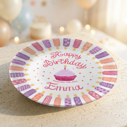 Pink Purple Candle Girl Birthday Keepsake Personalized Birthday Plate P814VDY0