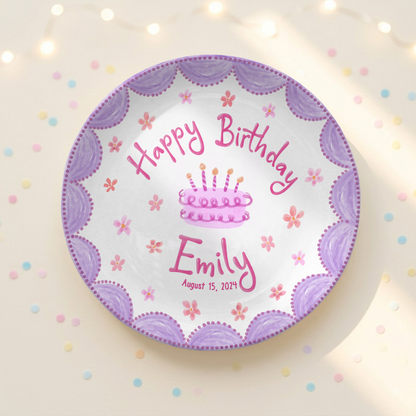 Pastel Girl Cake Custom Name Keepsake Gift Personalized Birthday Plate P818JBN0