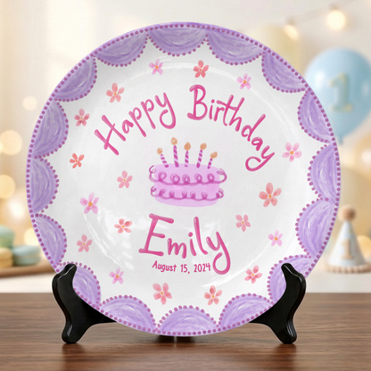 Pastel Girl Cake Custom Name Keepsake Gift Personalized Birthday Plate P818JBN0