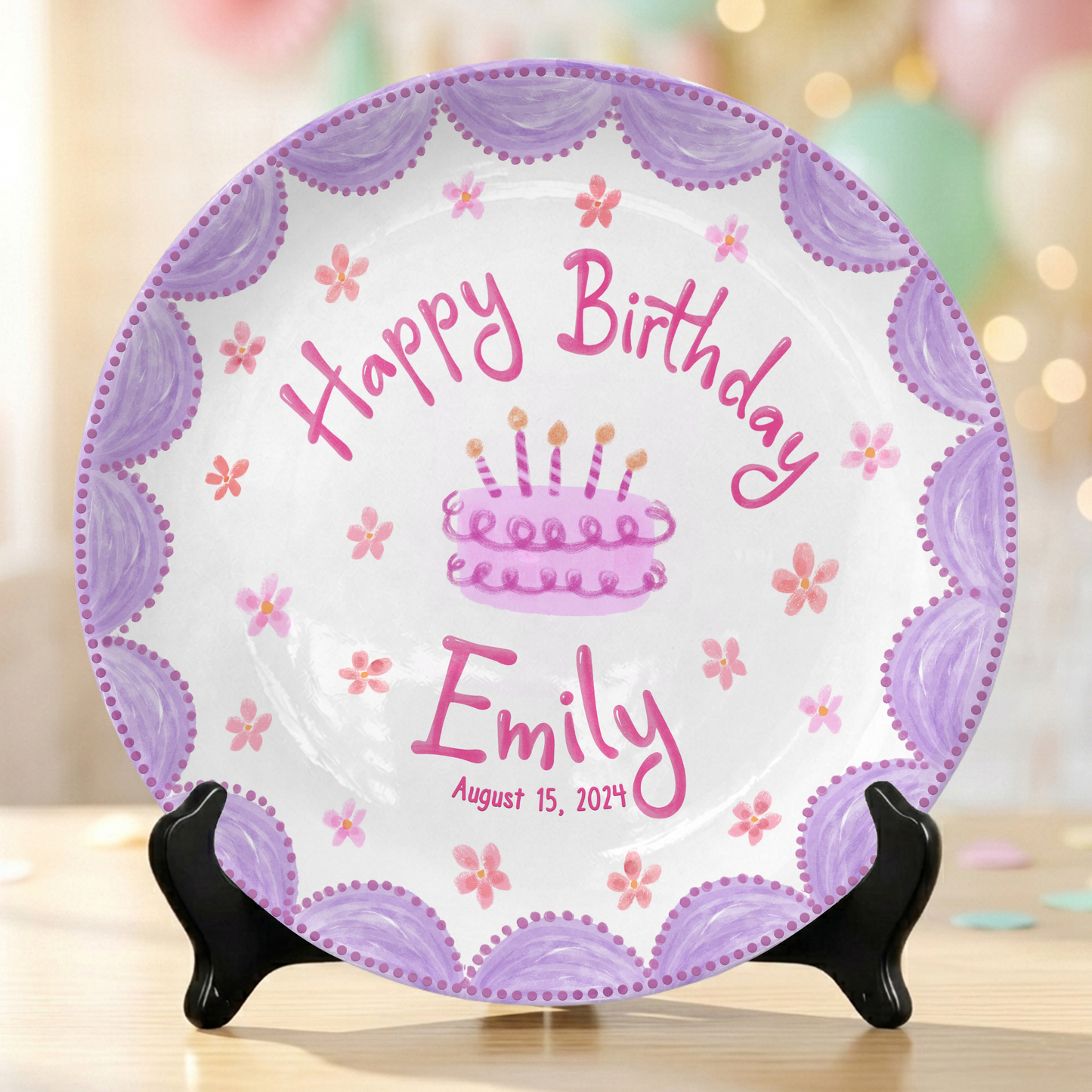 Pastel Girl Cake Custom Name Keepsake Gift Personalized Birthday Plate P818JBN0