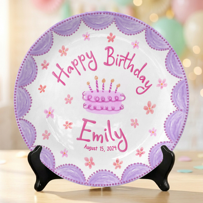 Pastel Girl Cake Custom Name Keepsake Gift Personalized Birthday Plate P818JBN0