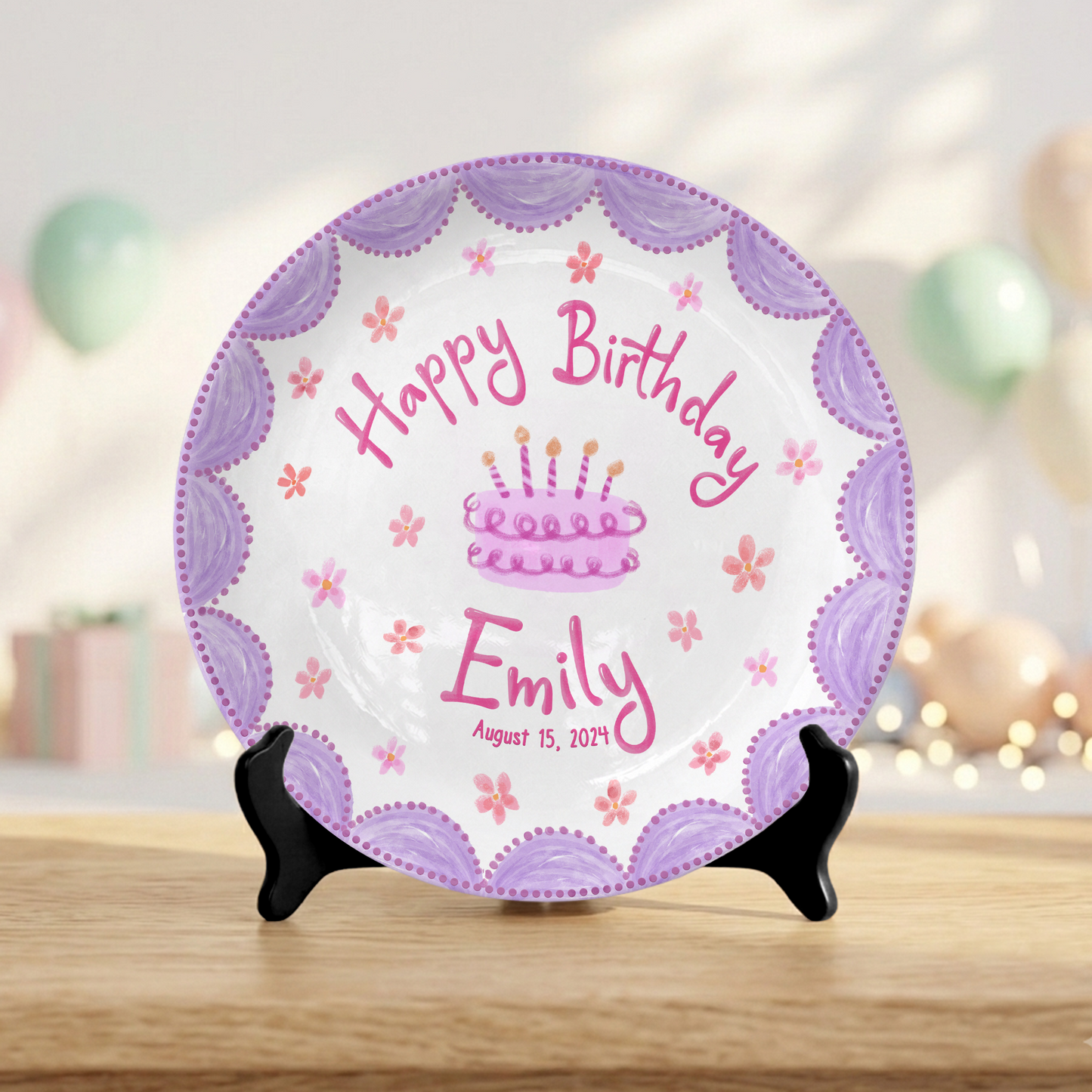Pastel Girl Cake Custom Name Keepsake Gift Personalized Birthday Plate P818JBN0
