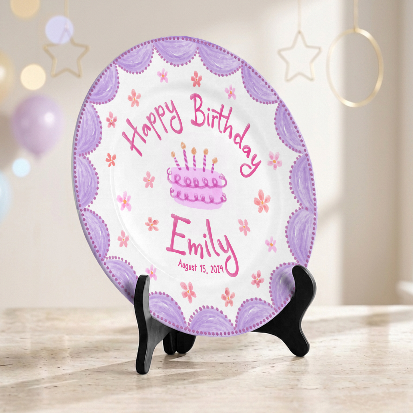 Pastel Girl Cake Custom Name Keepsake Gift Personalized Birthday Plate P818JBN0