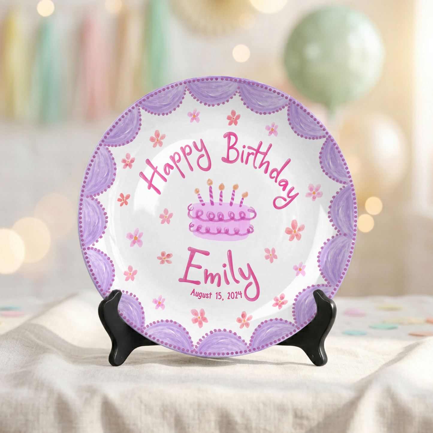 Pastel Girl Cake Custom Name Keepsake Gift Personalized Birthday Plate P818JBN0