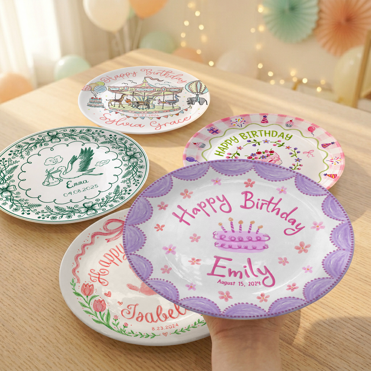 Pastel Girl Cake Custom Name Keepsake Gift Personalized Birthday Plate P818JBN0