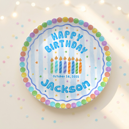 Pastel Cute Cake Kids Party Keepsake Gift Personalized Birthday Plate P818QTK0