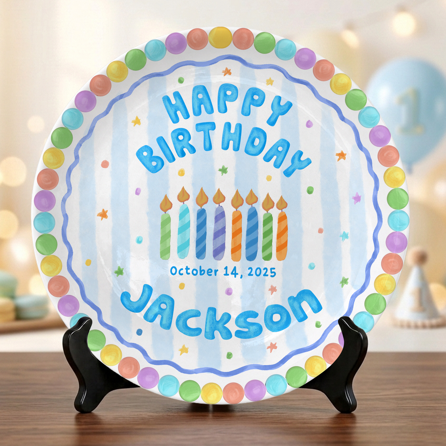 Pastel Cute Cake Kids Party Keepsake Gift Personalized Birthday Plate P818QTK0