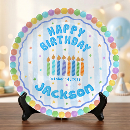 Pastel Cute Cake Kids Party Decor Keepsake Personalized Birthday Plate P818QTK0