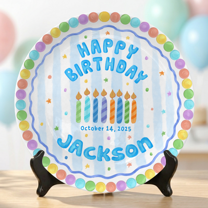 Pastel Cute Cake Kids Party Keepsake Gift Personalized Birthday Plate P818QTK0