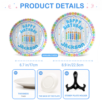 Pastel Cute Cake Kids Party Keepsake Gift Personalized Birthday Plate P818QTK0