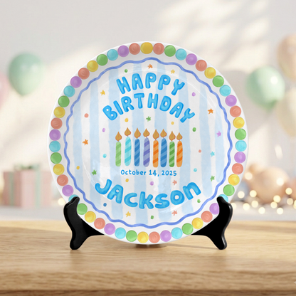 Pastel Cute Cake Kids Party Keepsake Gift Personalized Birthday Plate P818QTK0