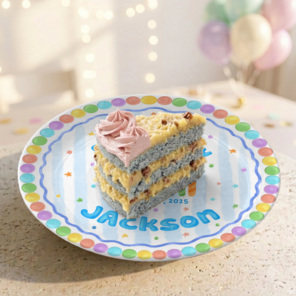 Pastel Cute Cake Kids Party Keepsake Gift Personalized Birthday Plate P818QTK0