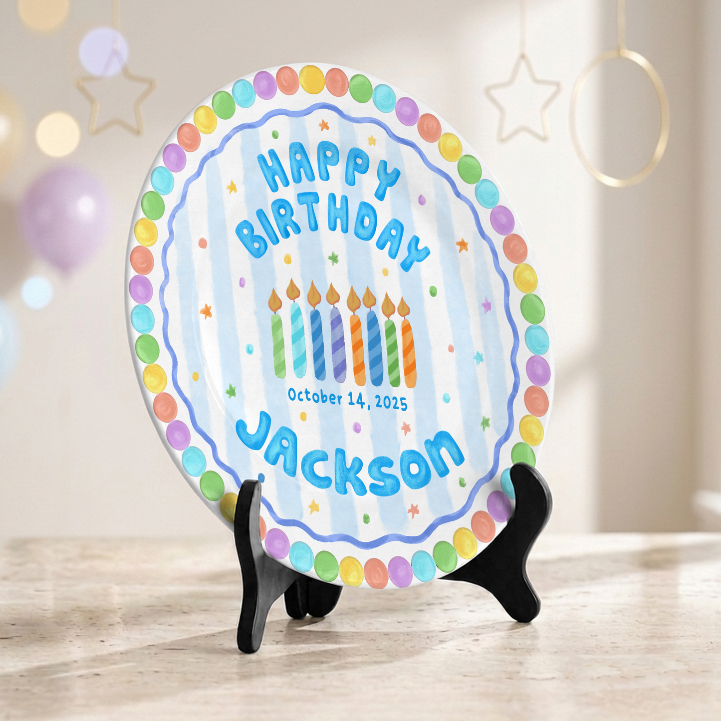 Pastel Cute Cake Kids Party Keepsake Gift Personalized Birthday Plate P818QTK0