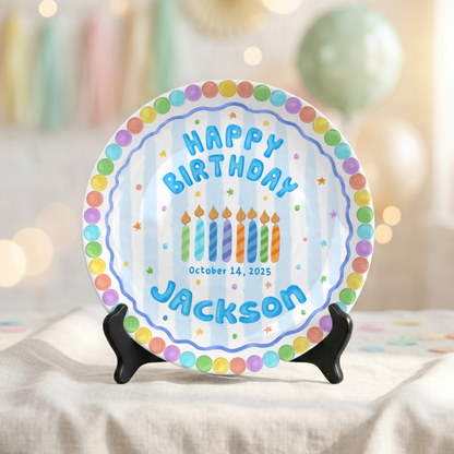Pastel Cute Cake Kids Party Keepsake Gift Personalized Birthday Plate P818QTK0