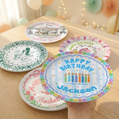Pastel Cute Cake Kids Party Keepsake Gift Personalized Birthday Plate P818QTK0