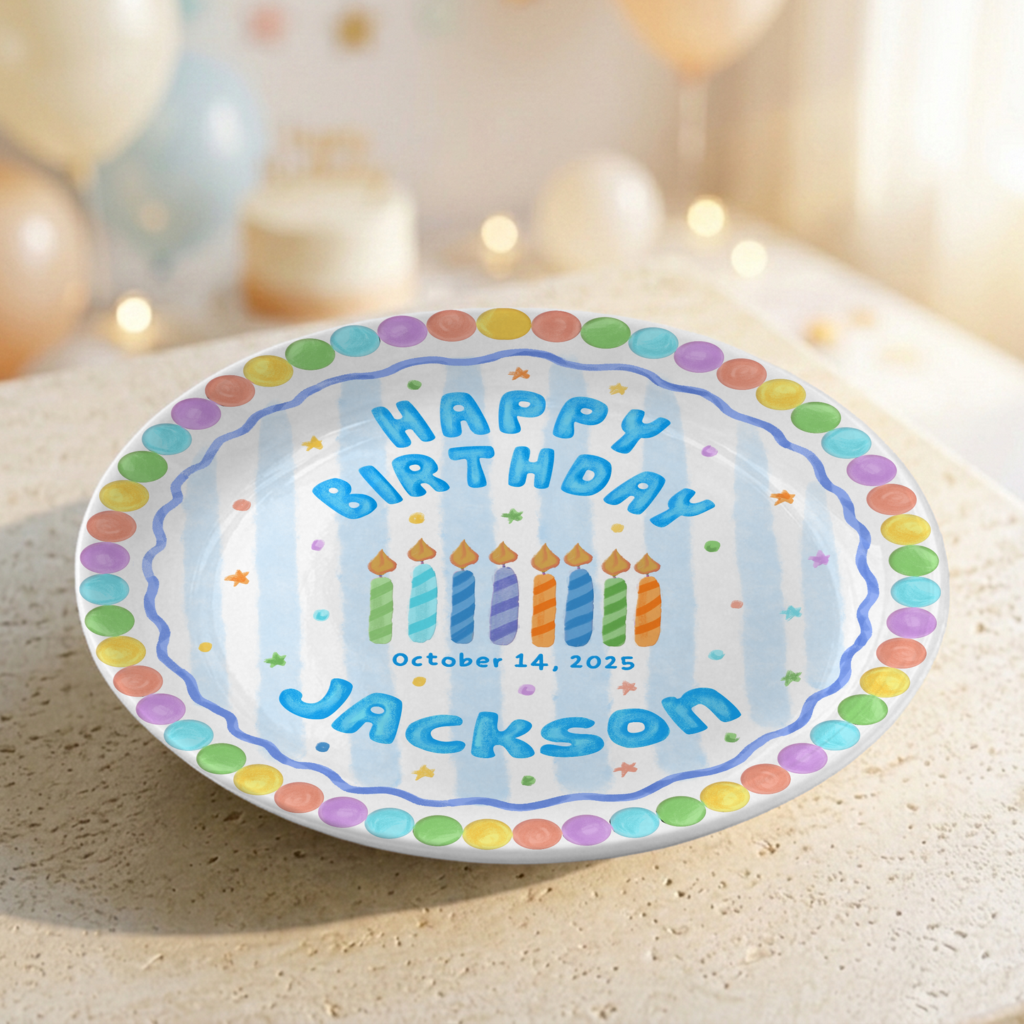 Pastel Cute Cake Kids Party Keepsake Gift Personalized Birthday Plate P818QTK0