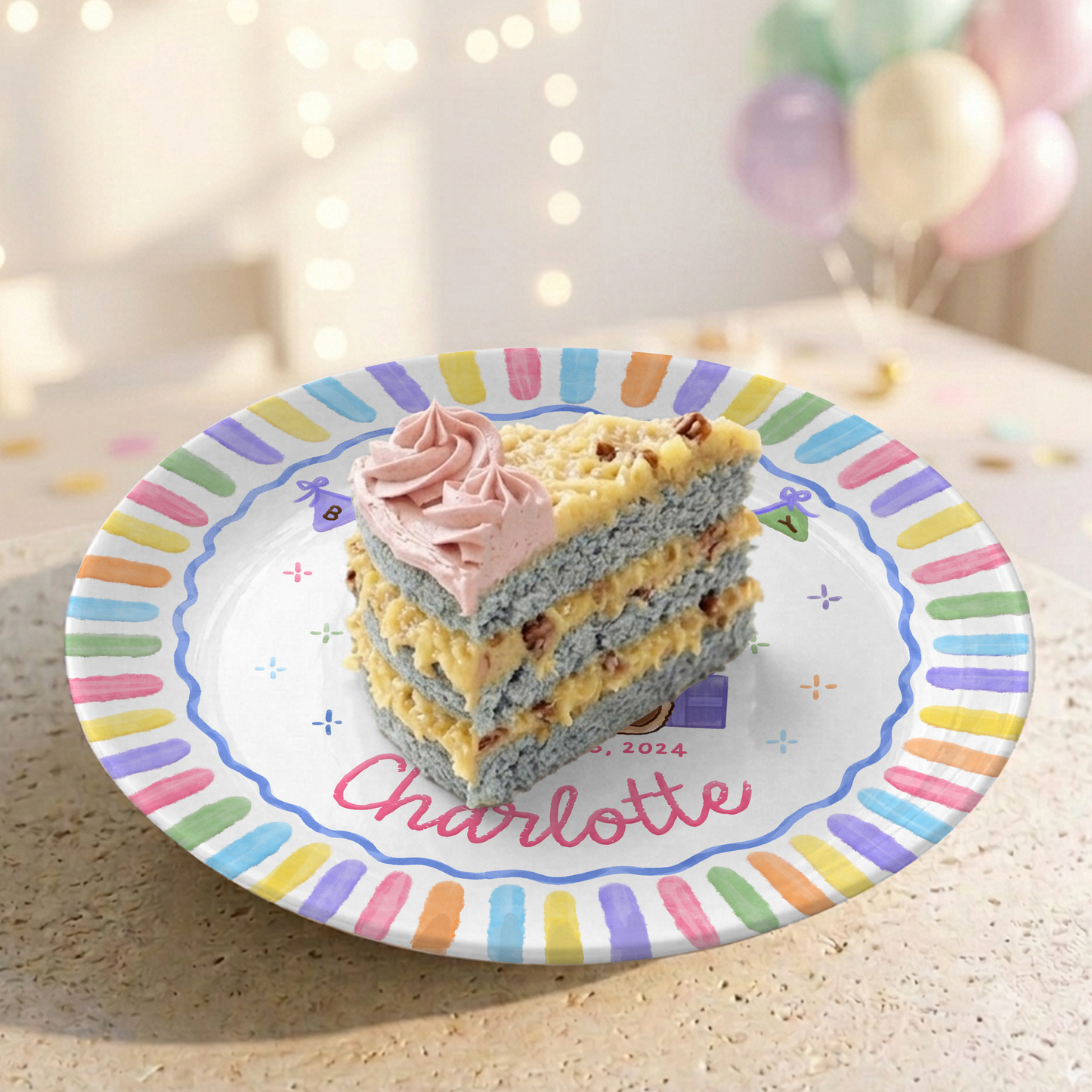 Teddy Bear First Birthday Custom Name Keepsake Personalized Birthday Plate P820QIM0