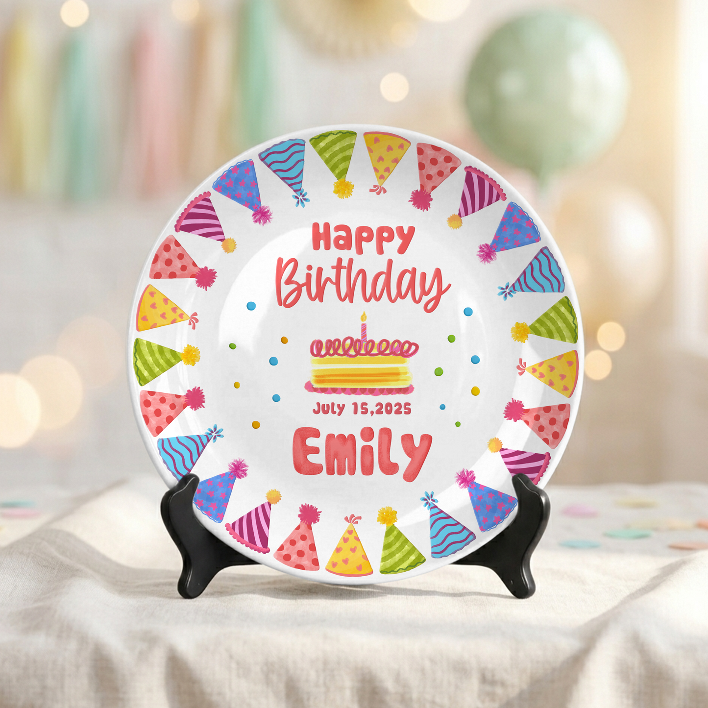 Candle Celebration Keepsake Custom Name Ceramic Personalized Birthday Plate P820QS70