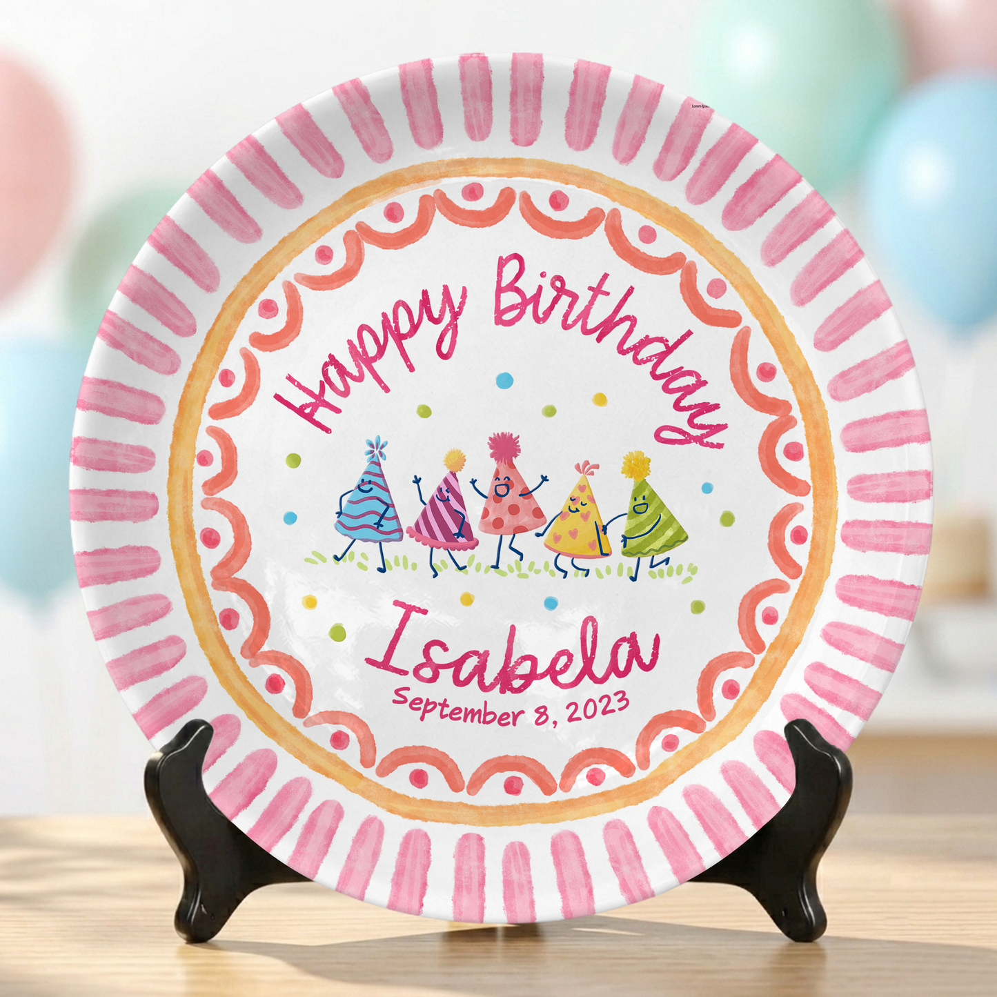Colorful Celebration Keepsake Custom Ceramic Personalized Birthday Plate P820USX0