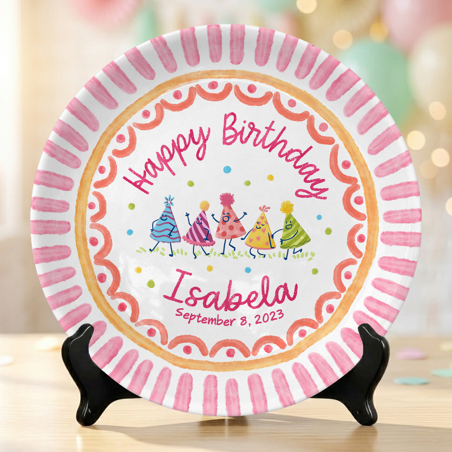 Colorful Celebration Keepsake Custom Ceramic Personalized Birthday Plate P820USX0