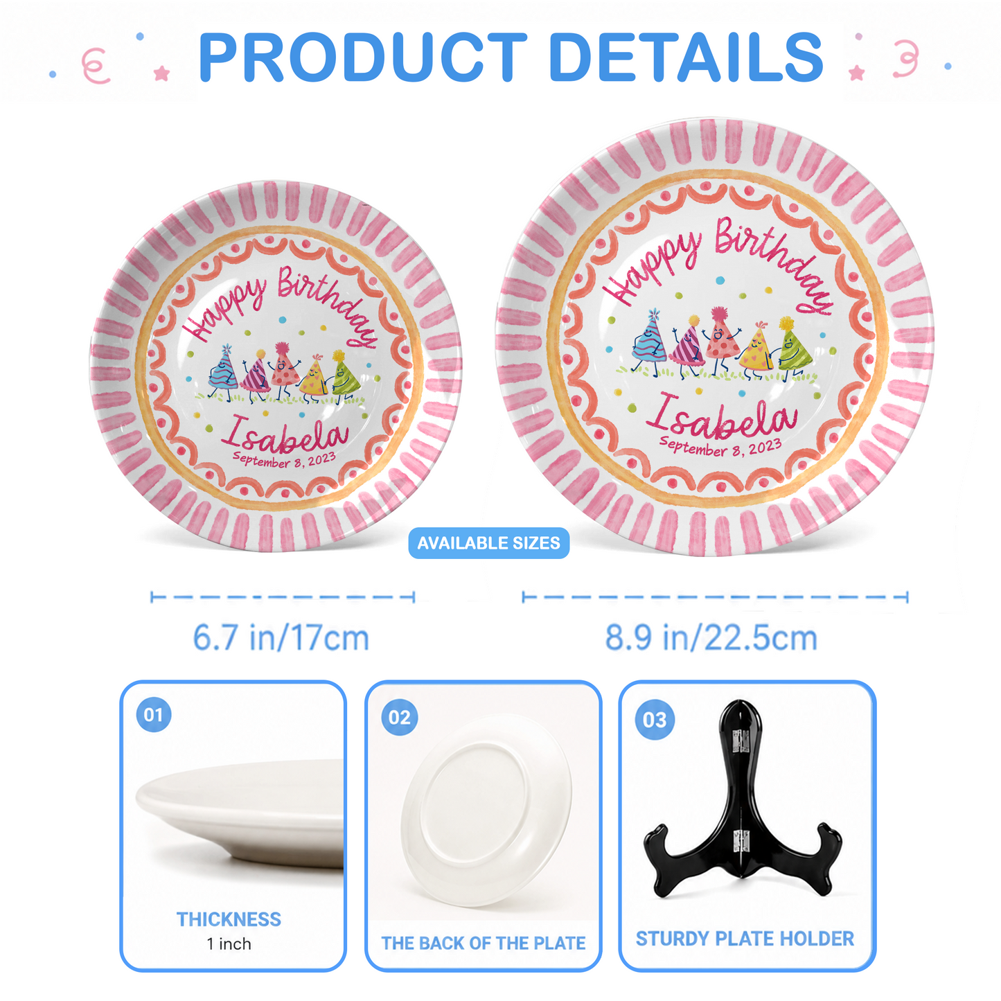 Colorful Celebration Keepsake Custom Ceramic Personalized Birthday Plate P820USX0