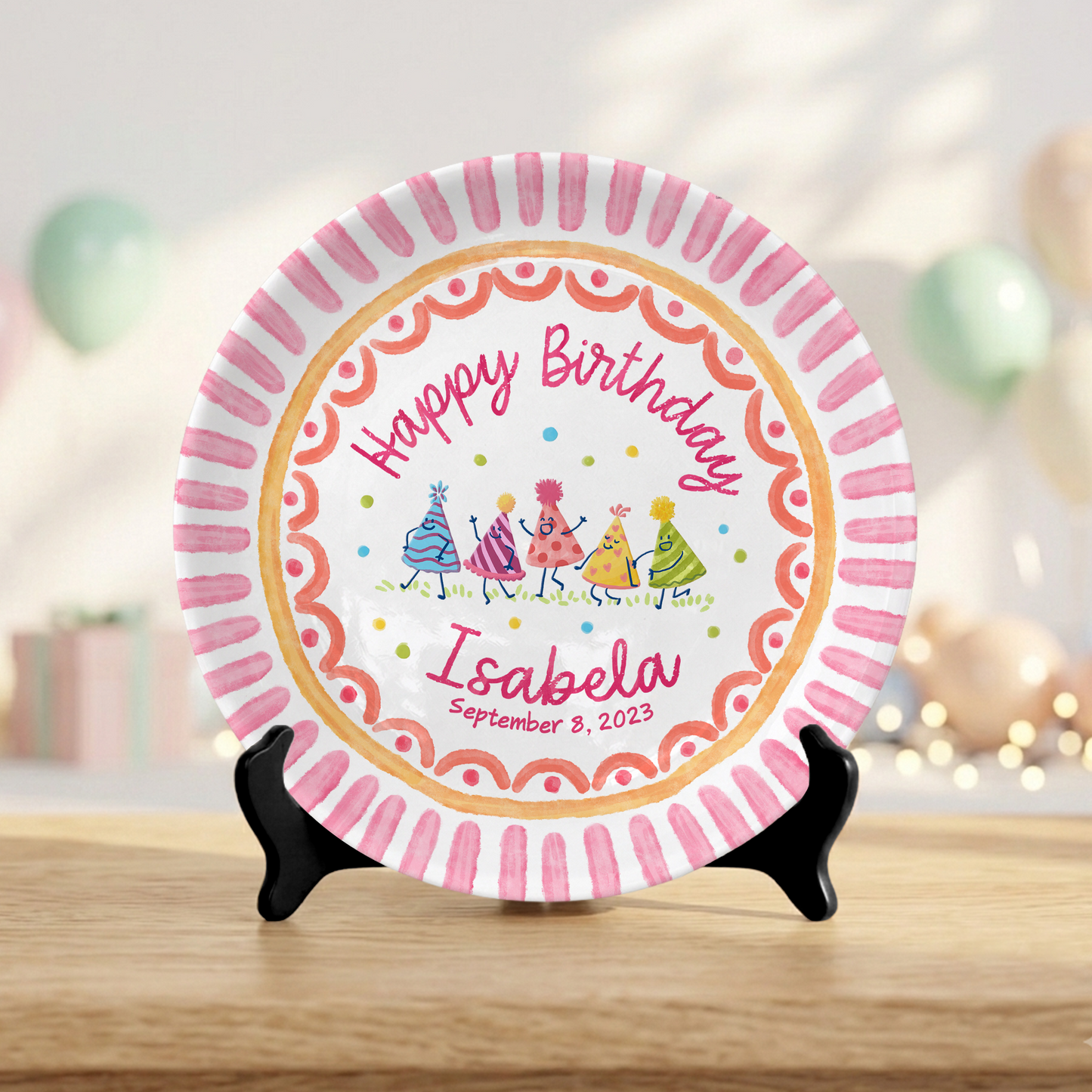 Colorful Celebration Keepsake Custom Ceramic Personalized Birthday Plate P820USX0