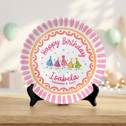 Colorful Celebration Keepsake Custom Ceramic Personalized Birthday Plate P820USX0