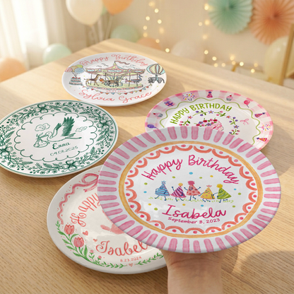 Colorful Celebration Keepsake Custom Ceramic Personalized Birthday Plate P820USX0