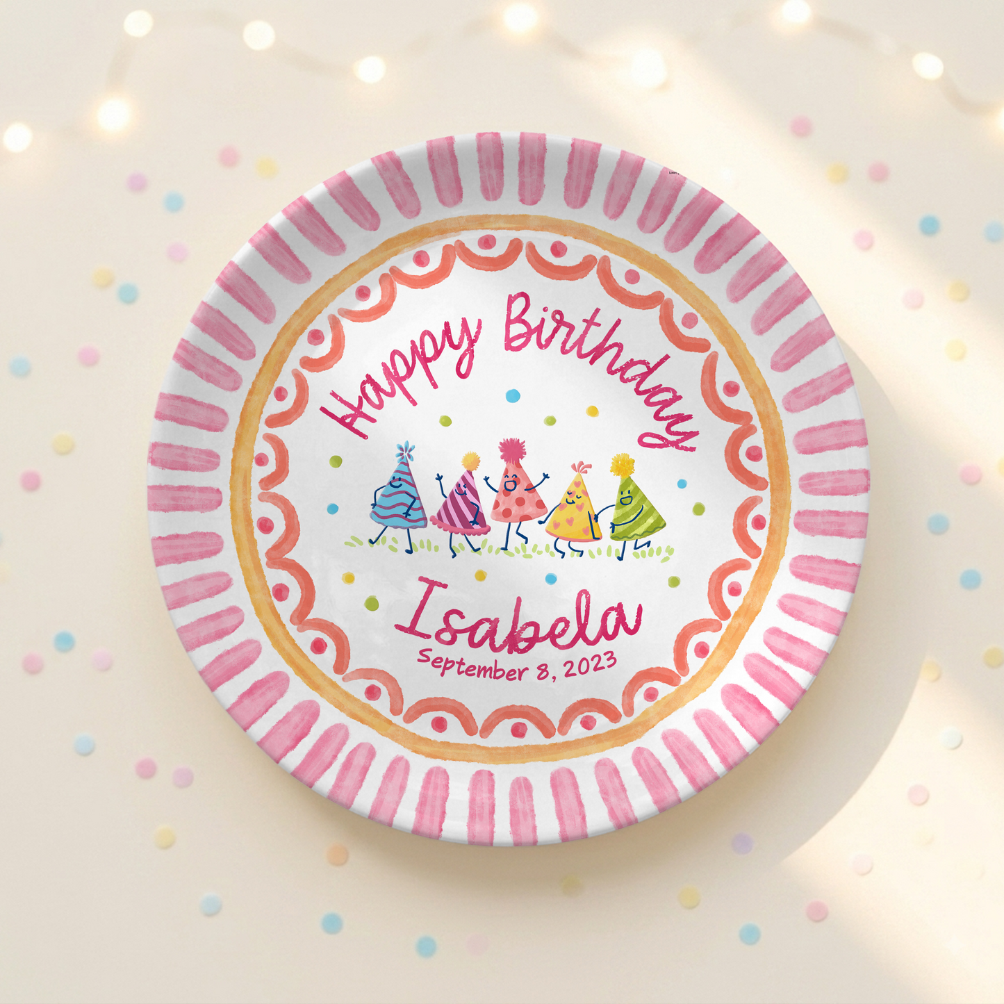 Colorful Celebration Keepsake Custom Ceramic Personalized Birthday Plate P820USX0