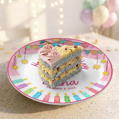 Colorful Cake Keepsake Custom Name Ceramic Personalized Birthday Plate P8210SF0