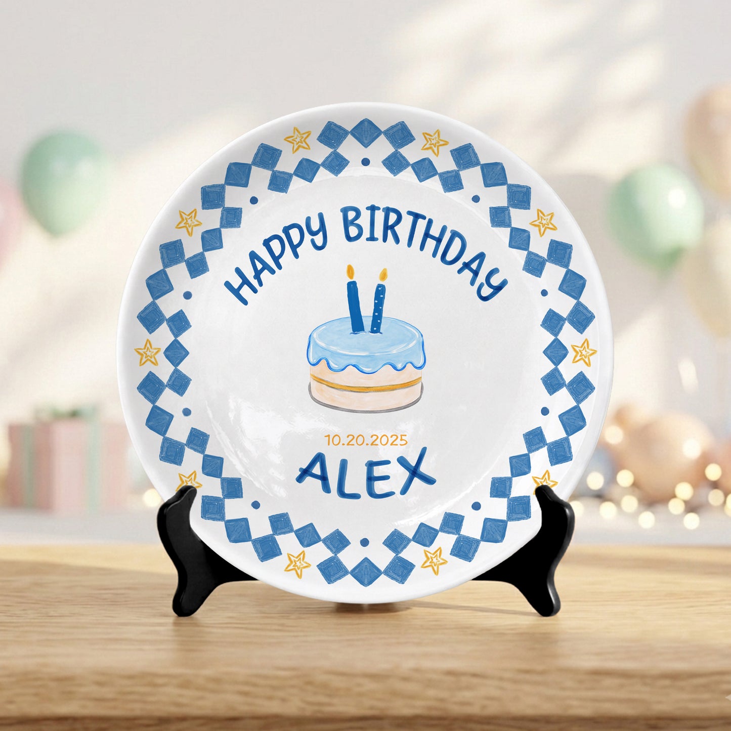 First Birthday Cake Keepsake Custom Name Ceramic Personalized Birthday Plate P821AIV0