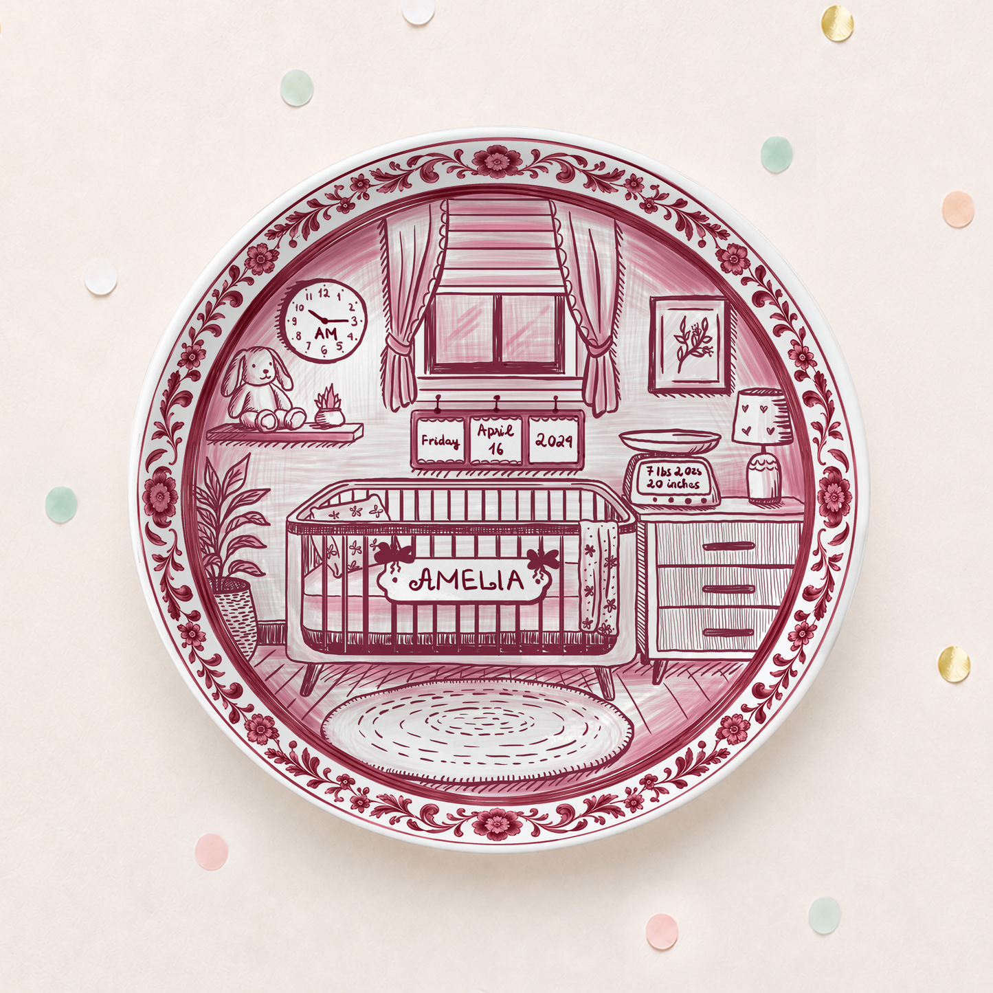 Baby Nursery Scene Personalized Birthday Plate P657NB0