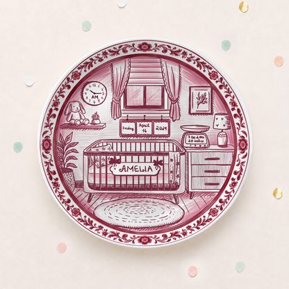 Baby Nursery Scene Personalized Birthday Plate P657NB0