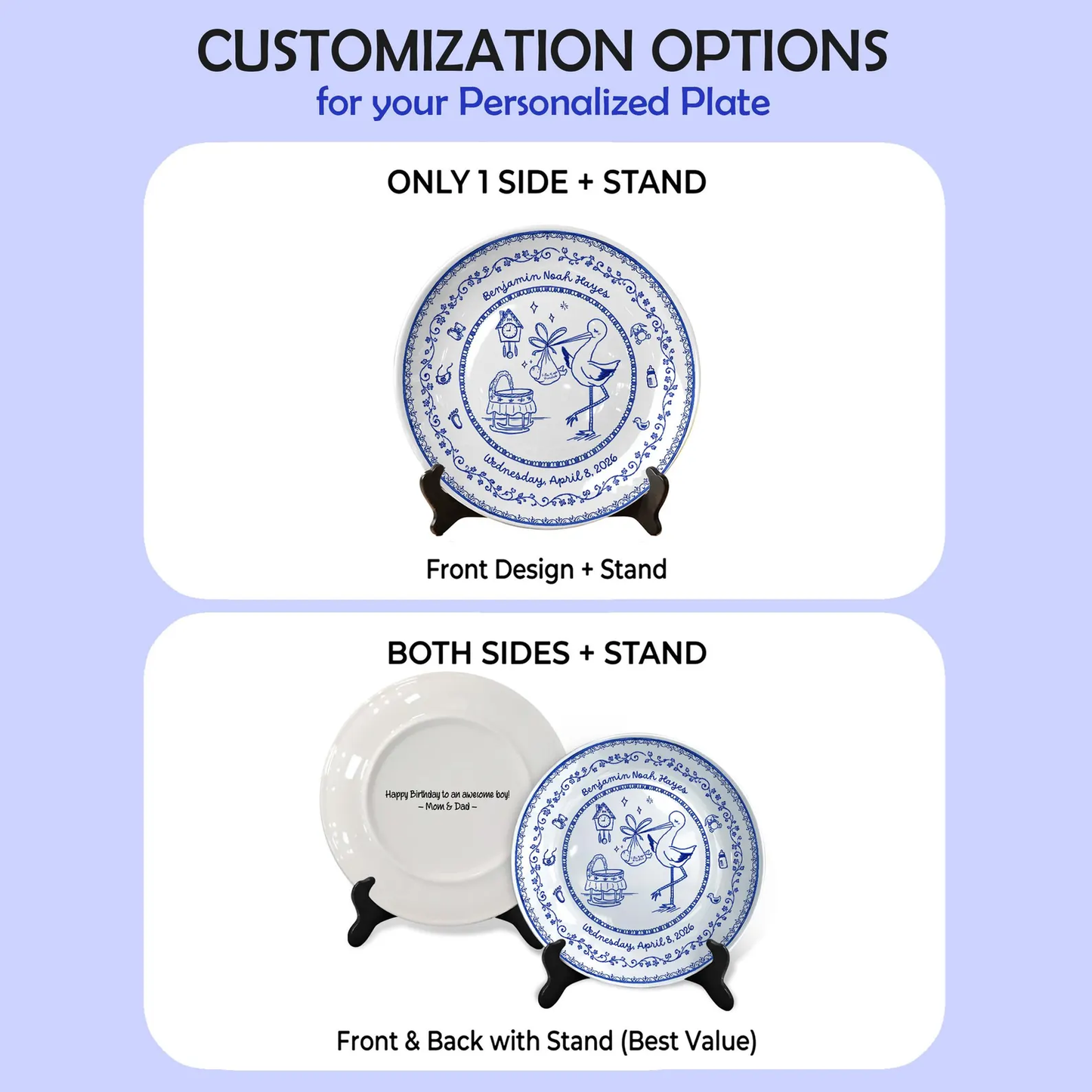 Delft Blue Personalized Birth Plate P525KW60