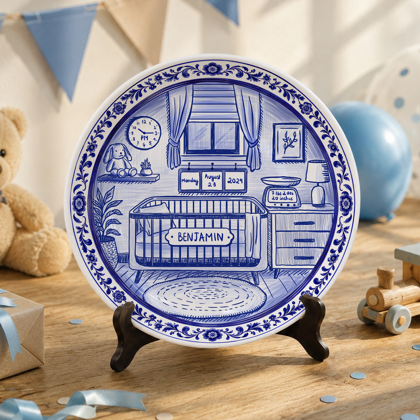 Baby Nursery Scene Personalized Birthday Plate P657NB0