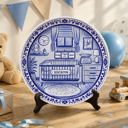 Baby Nursery Scene Personalized Birthday Plate P657NB0