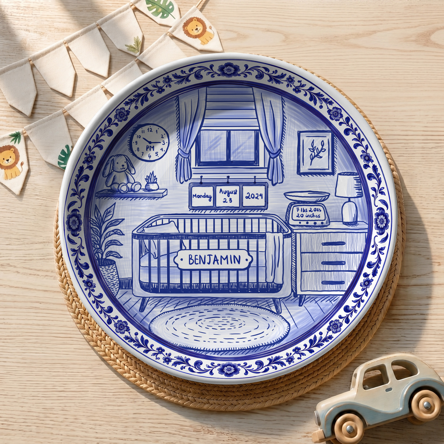 Baby Nursery Scene Personalized Birthday Plate P657NB0