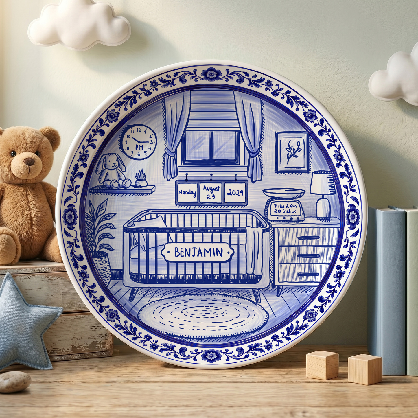 Baby Nursery Scene Personalized Birthday Plate P657NB0