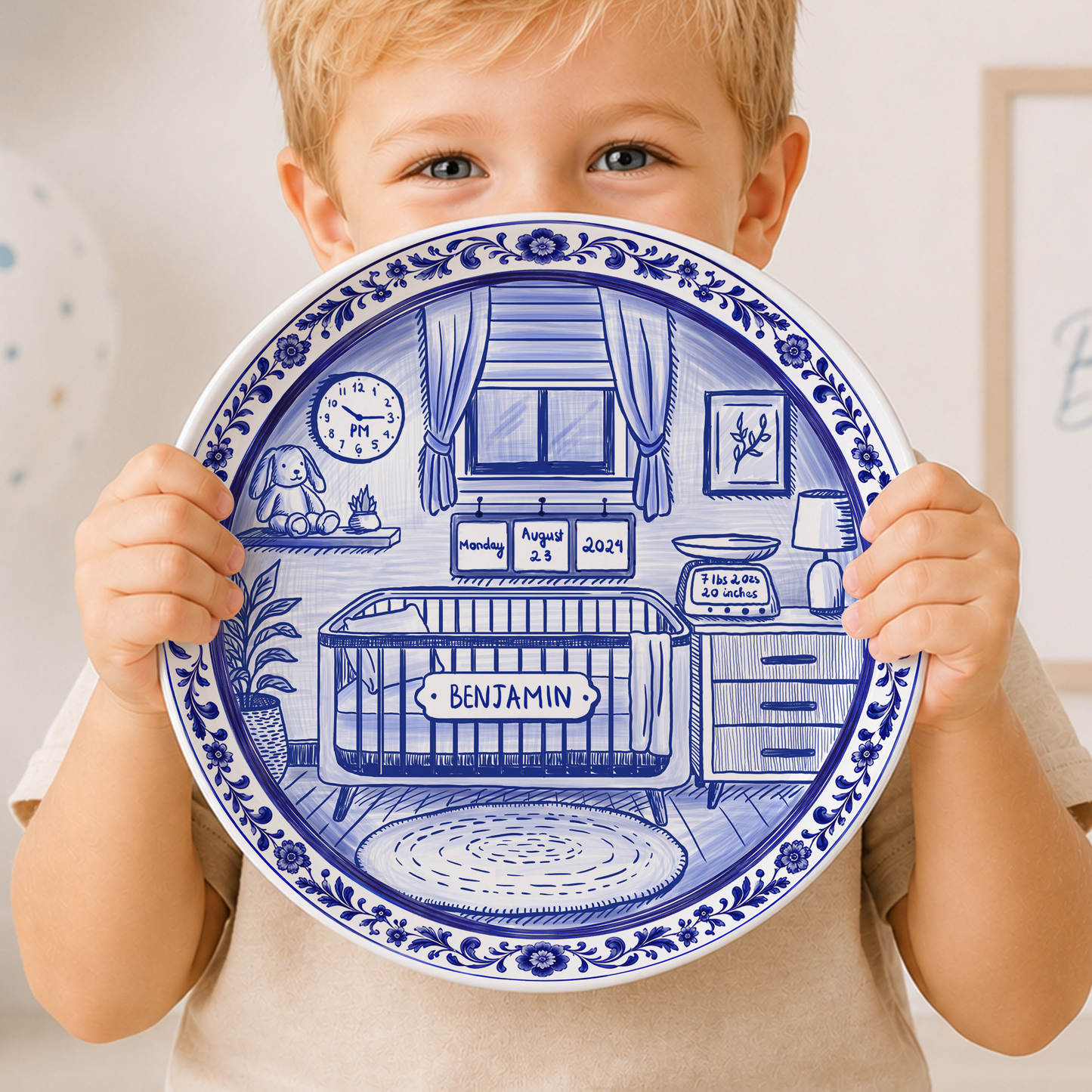 Baby Nursery Scene Personalized Birthday Plate P657NB0