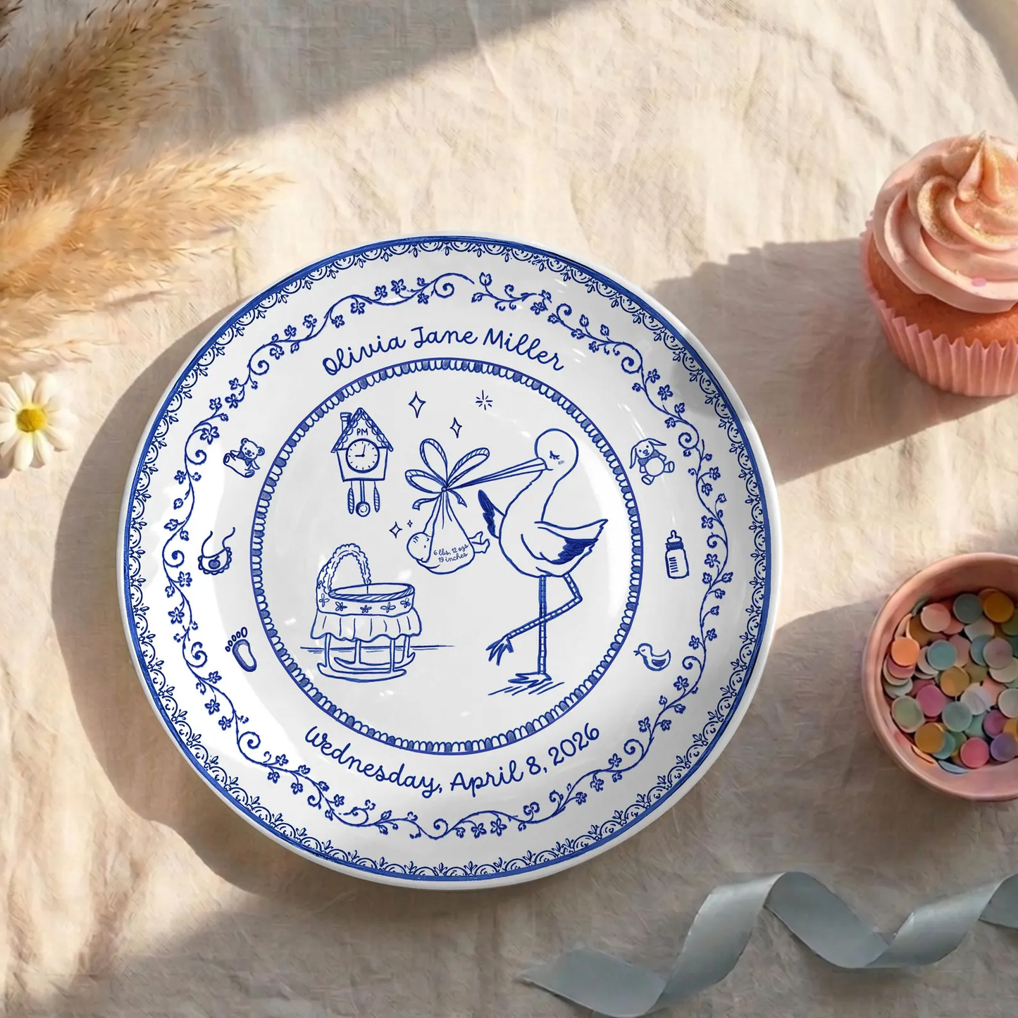 Delft Blue Personalized Birth Plate P525KW60