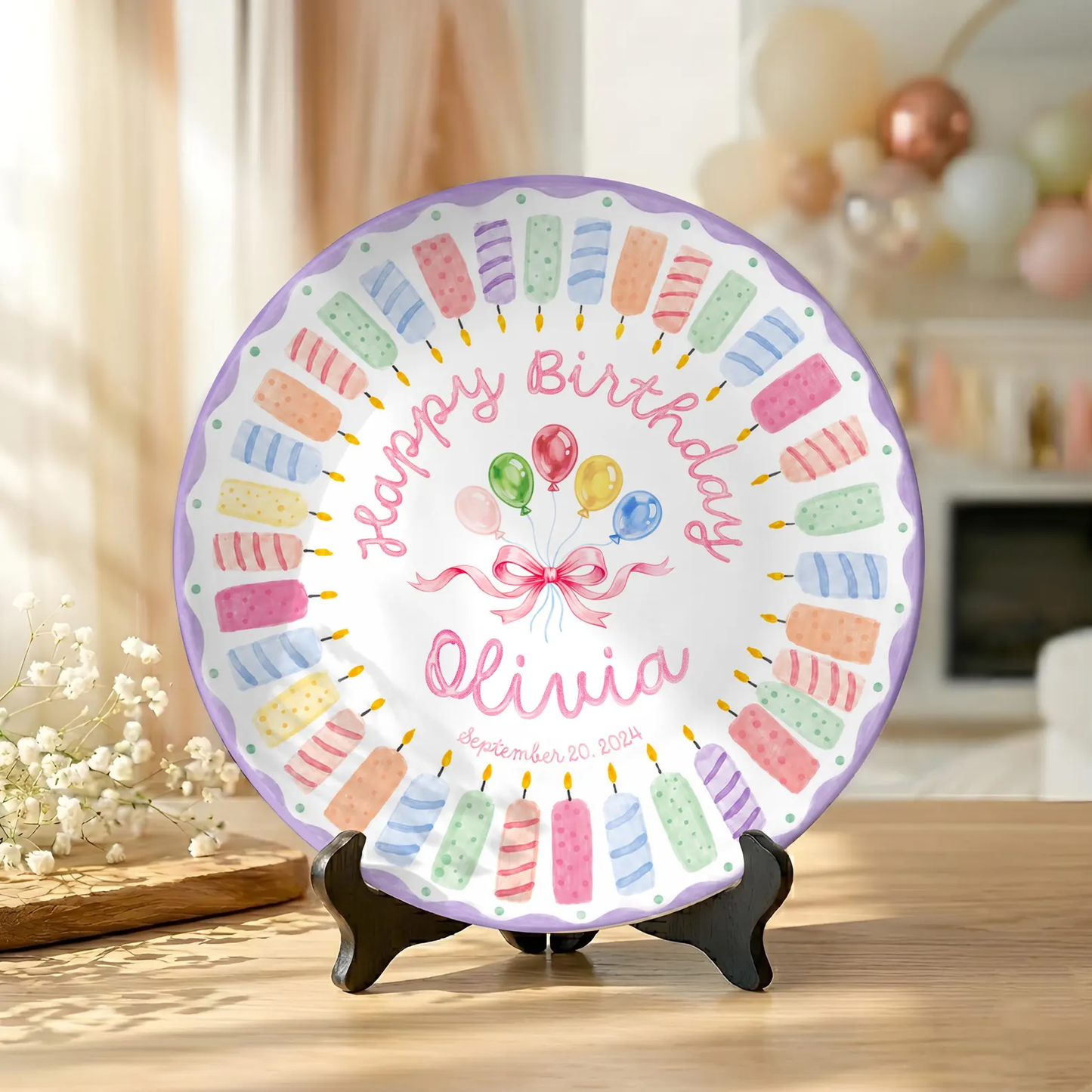 Colorful Candle Personalized Birthday Plate P610ATW0