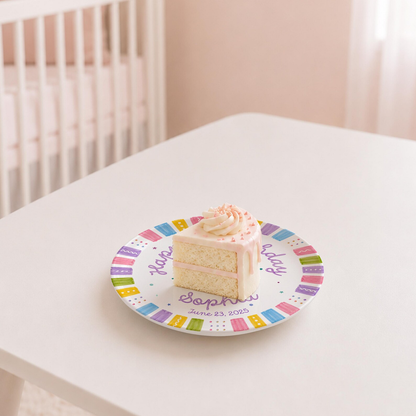 Pastel Colorful Border Personalized Birthday Plate D610BW20