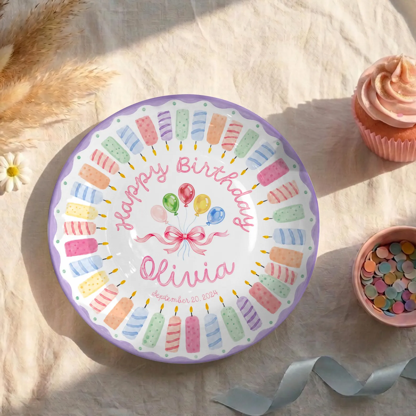 Colorful Candle Personalized Birthday Plate P610ATW0