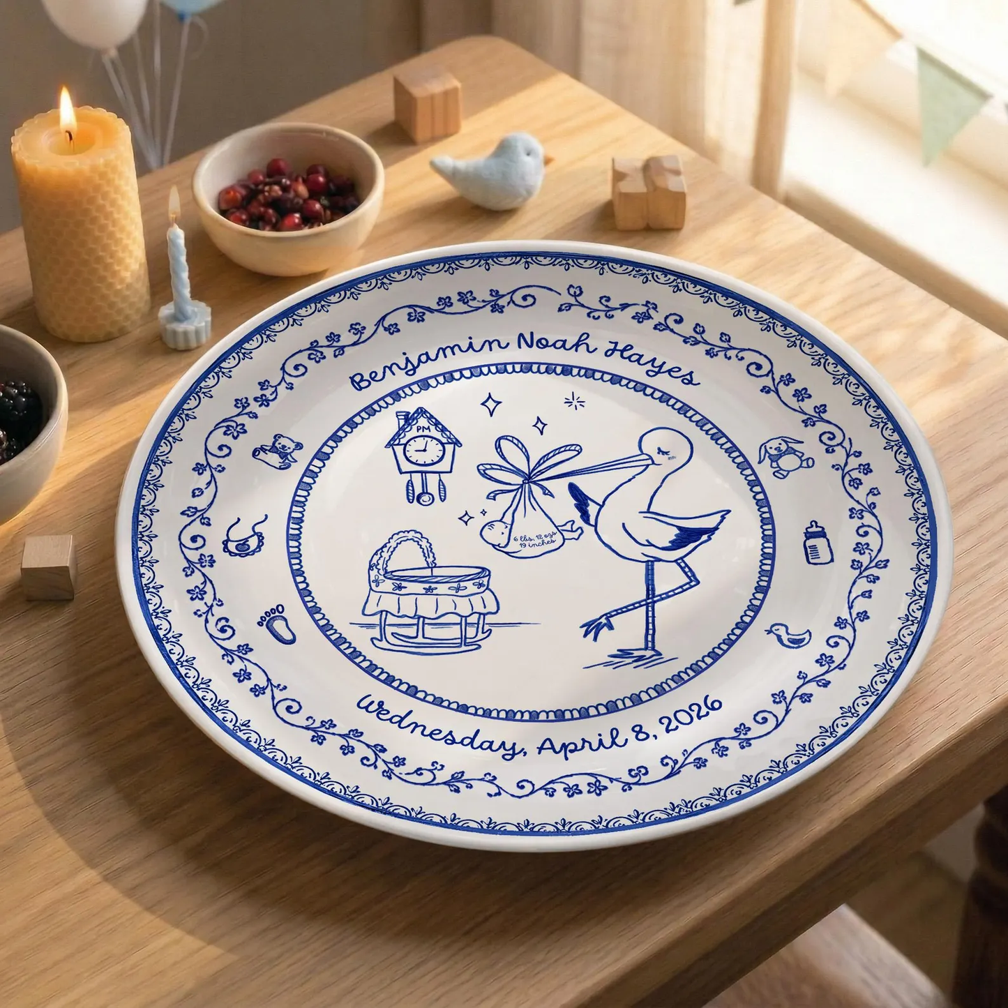 Delft Blue Personalized Birth Plate P525KW60