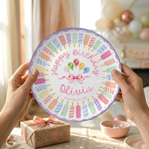 Colorful Candle Personalized Birthday Plate P610ATW0