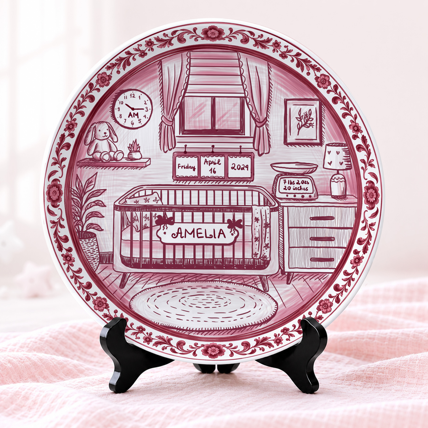 Baby Nursery Scene Personalized Birthday Plate P657NB0
