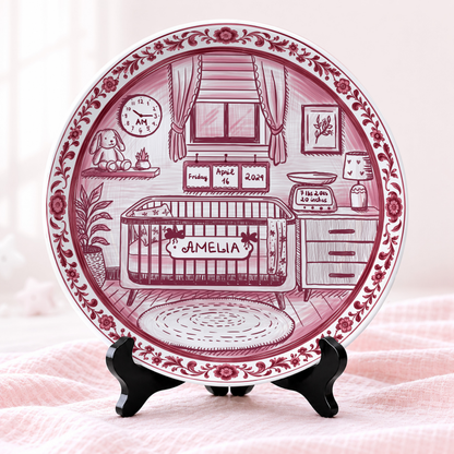 Baby Nursery Scene Personalized Birthday Plate P657NB0
