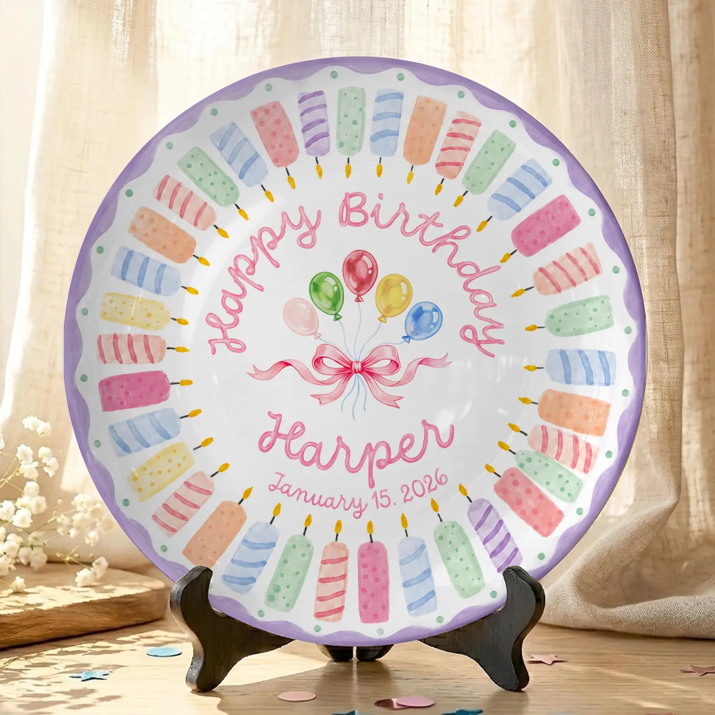 Colorful Candle Personalized Birthday Plate P610ATW0