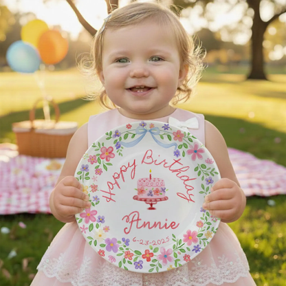 Floral Wreath Cake Personalized Birthday Plate P54NY00